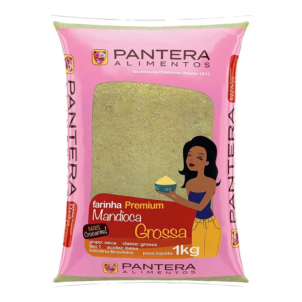 Farinha de Mandioca Branca Crua Tipo 1 Pantera 1 Kg