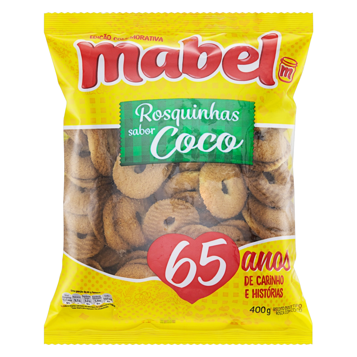 Biscoito Rosquinha Coco Mabel Pacote 400g