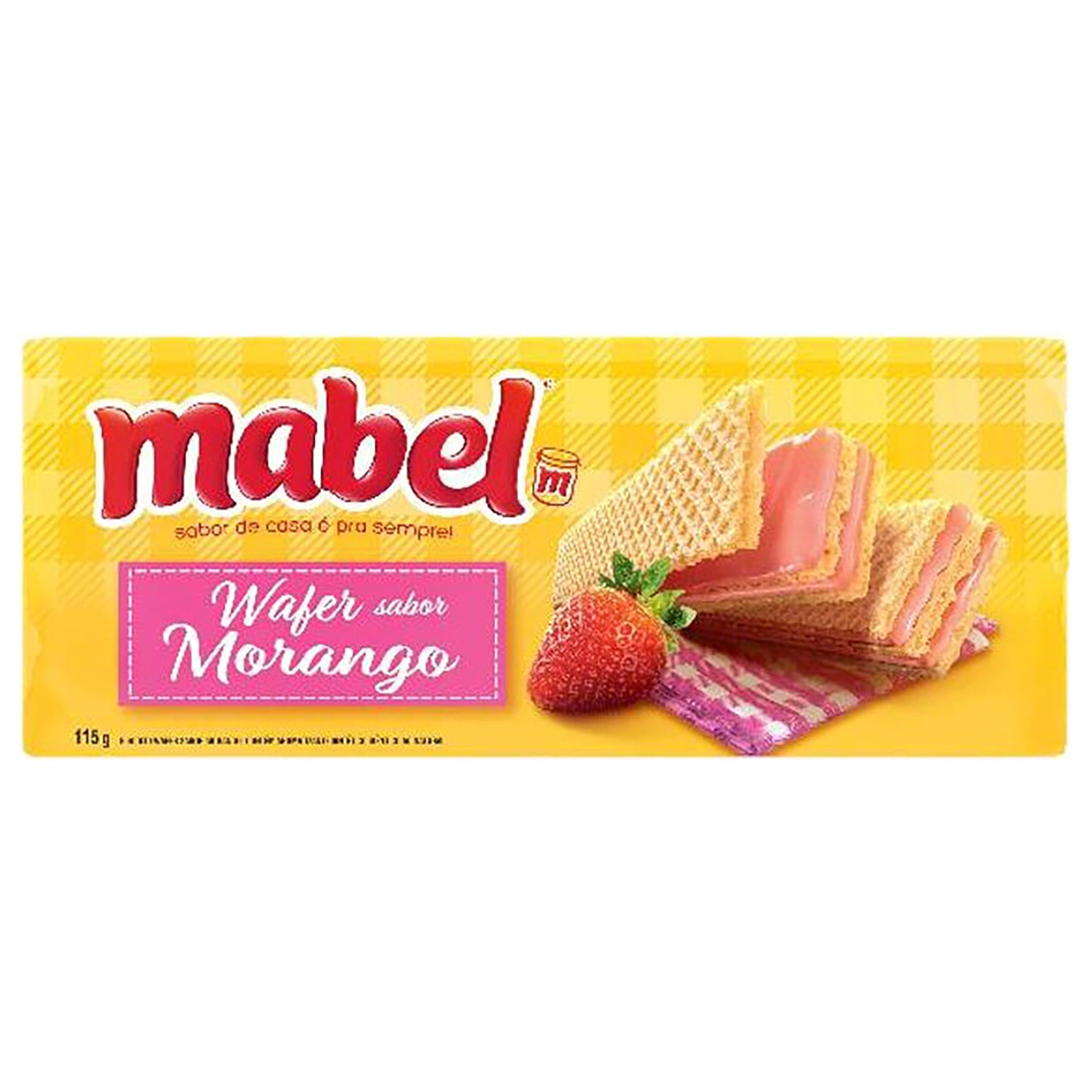 Biscoito Wafer Recheio Morango Mabel Pacote 115g