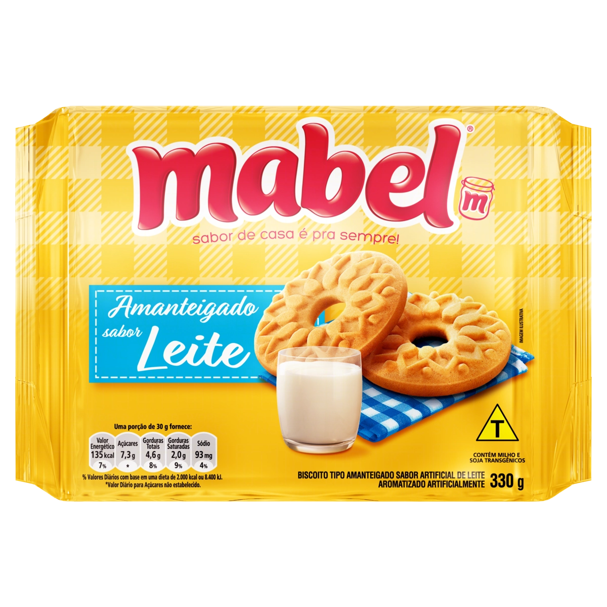 Biscoito Amanteigado Leite Mabel Pacote 330g