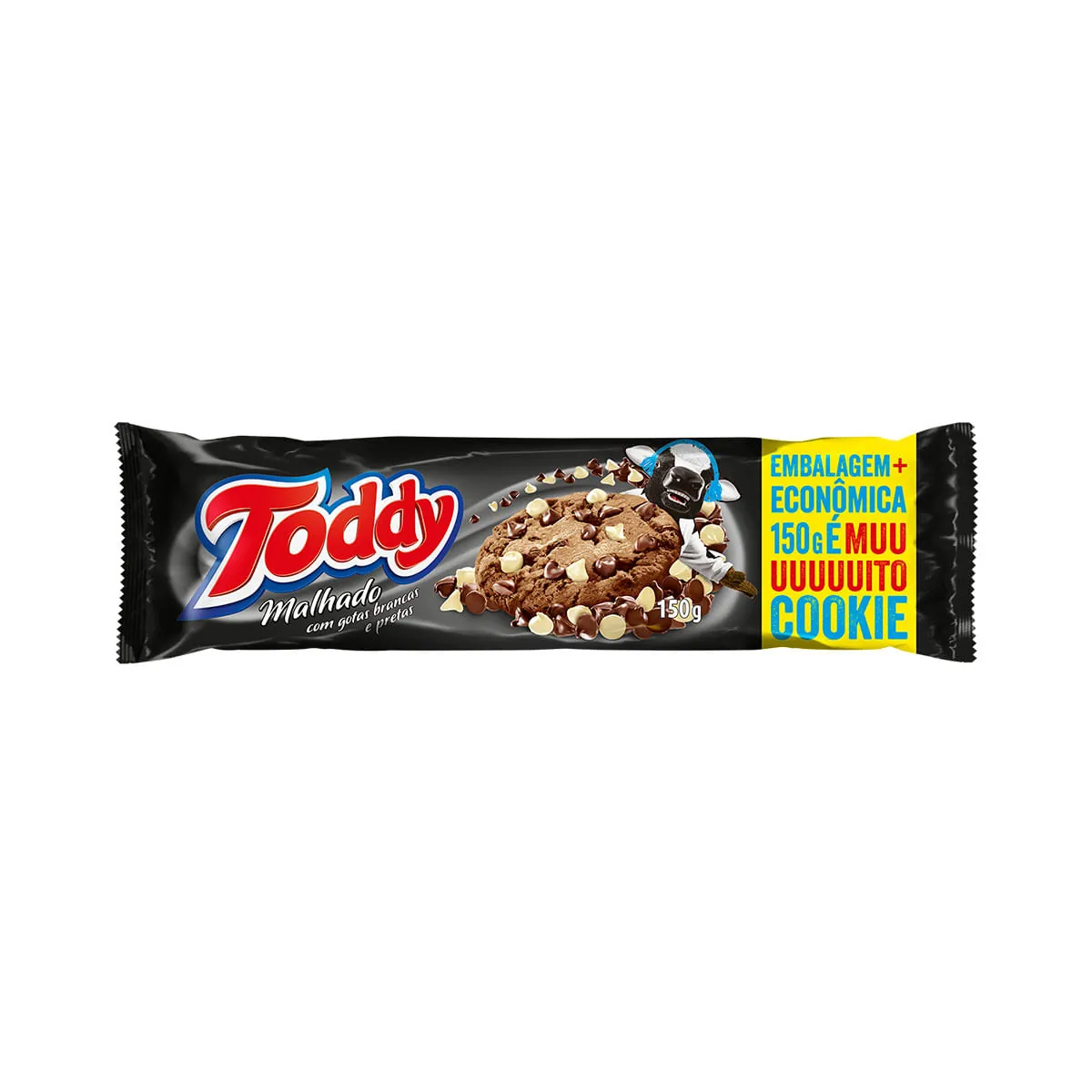 Biscoito Cookie Chocolate Malhado Com Gotas Brancas E Pretas Toddy Pacote 150g Embalagem Econômica