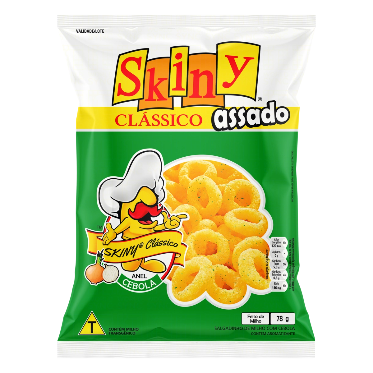 Salgadinho De Milho Anel Cebola Skiny Clássico Pacote 78g
