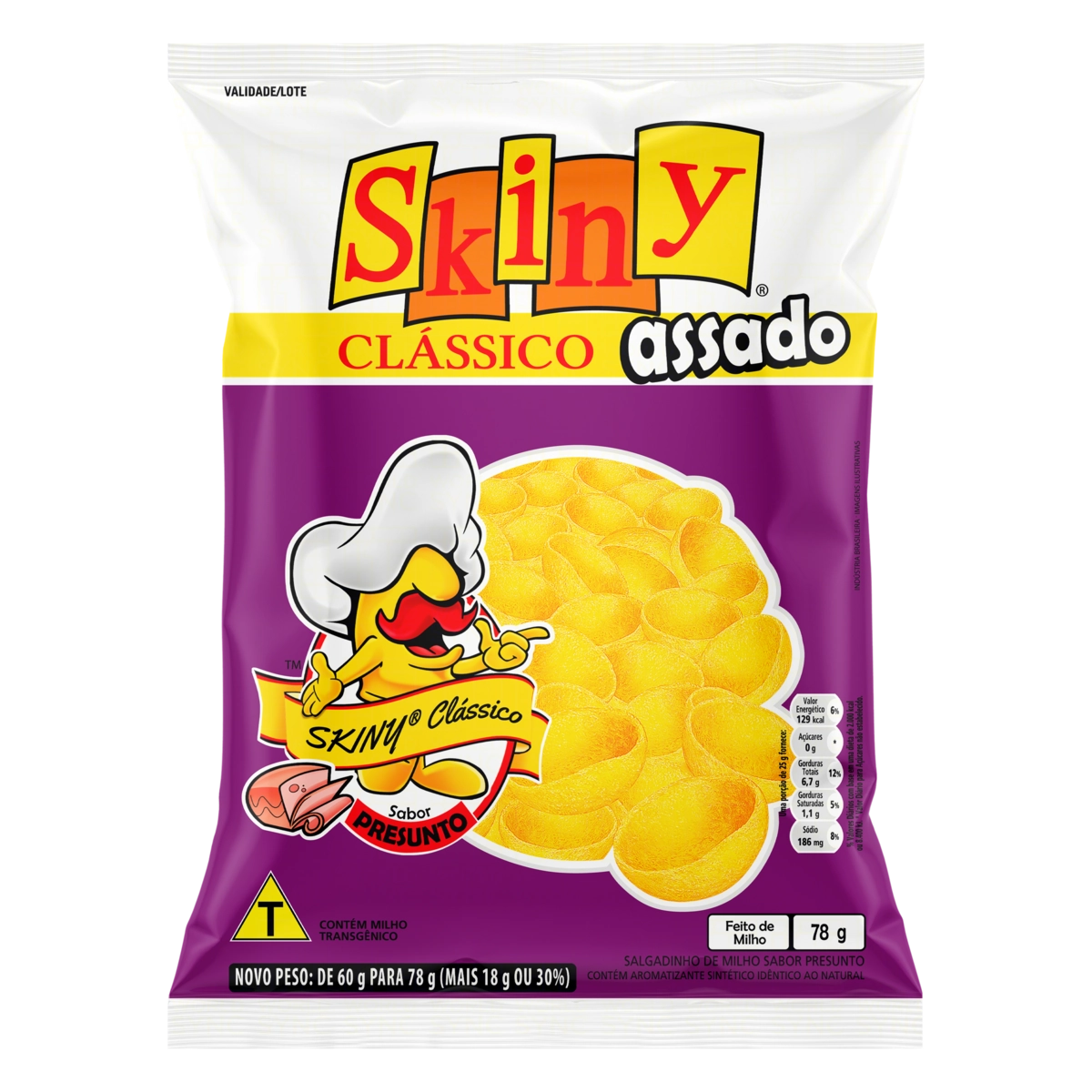 Salgadinho De Milho Presunto Skiny Clássico Pacote 78g