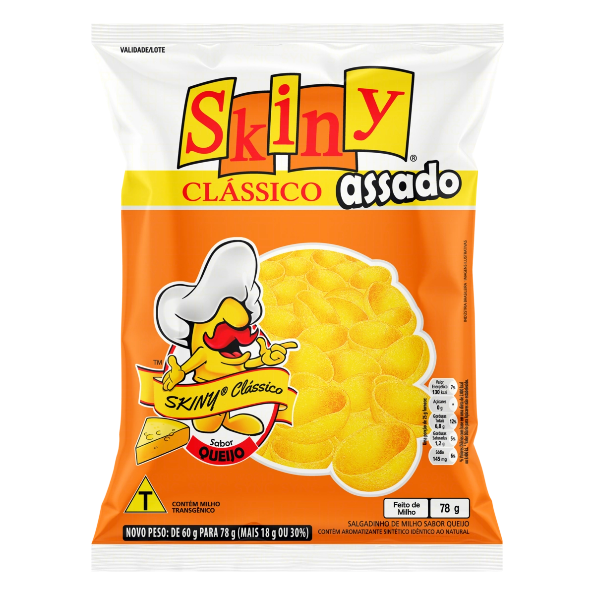 Salgadinho De Milho Queijo Skiny Clássico Pacote 78g