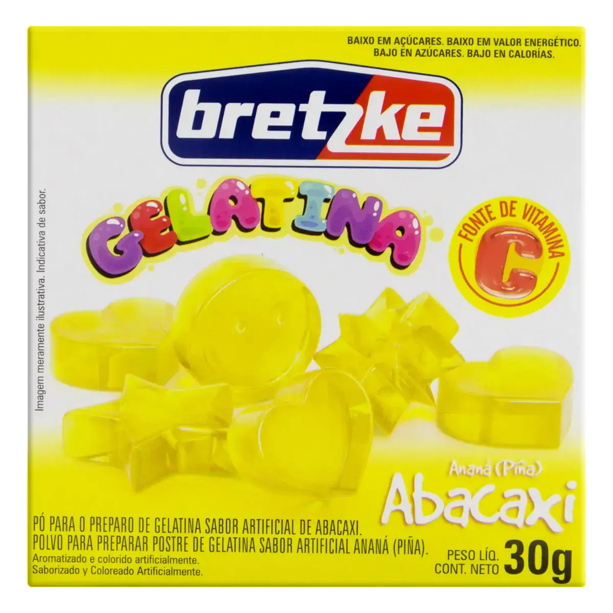 Gelatina Pó Abacaxi Bretzke Caixa 30g