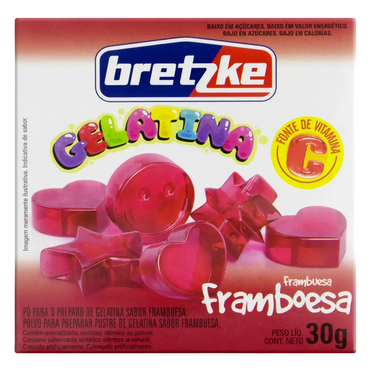 Gelatina Pó Framboesa Bretzke Caixa 30g