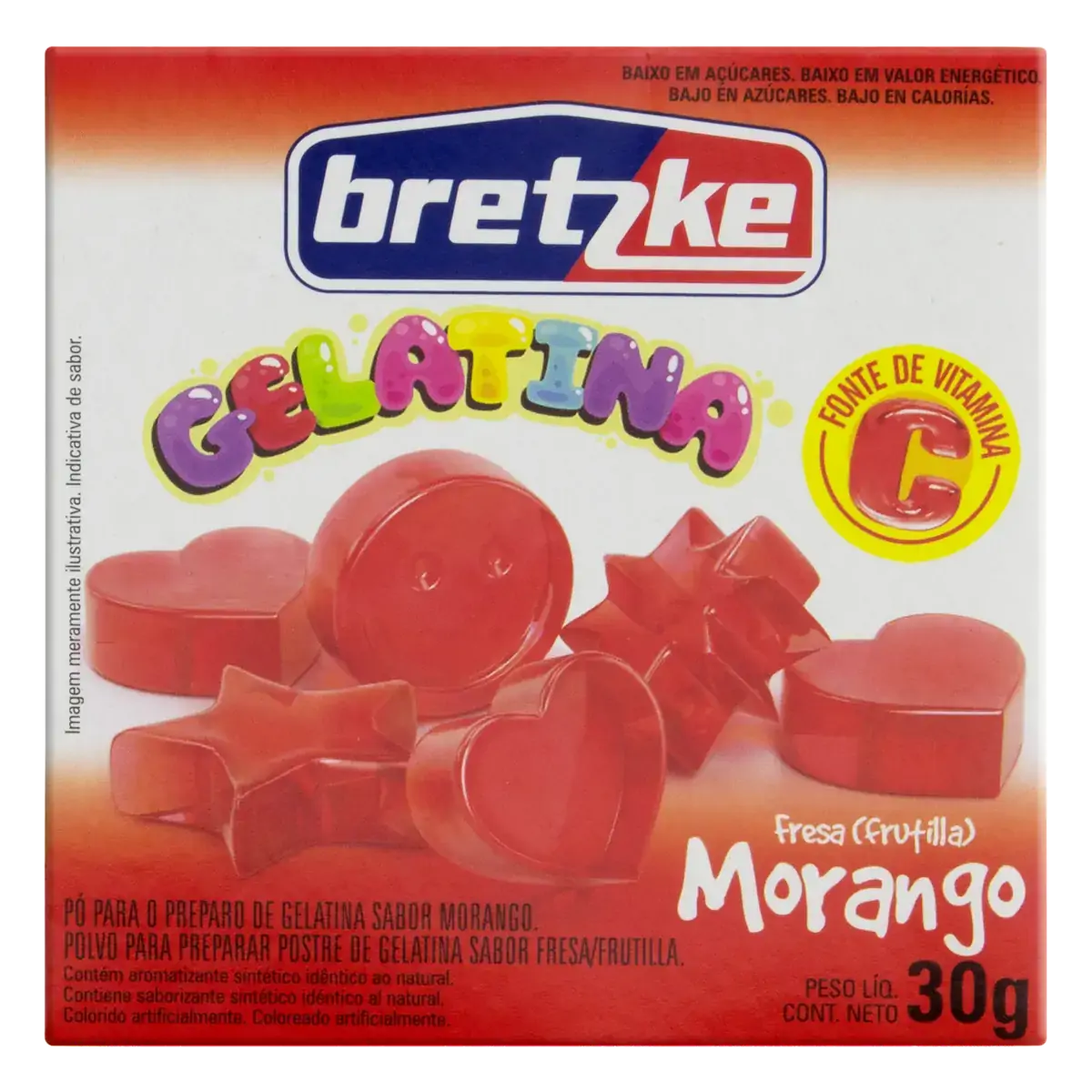 Gelatina Pó Morango Bretzke Caixa 30g