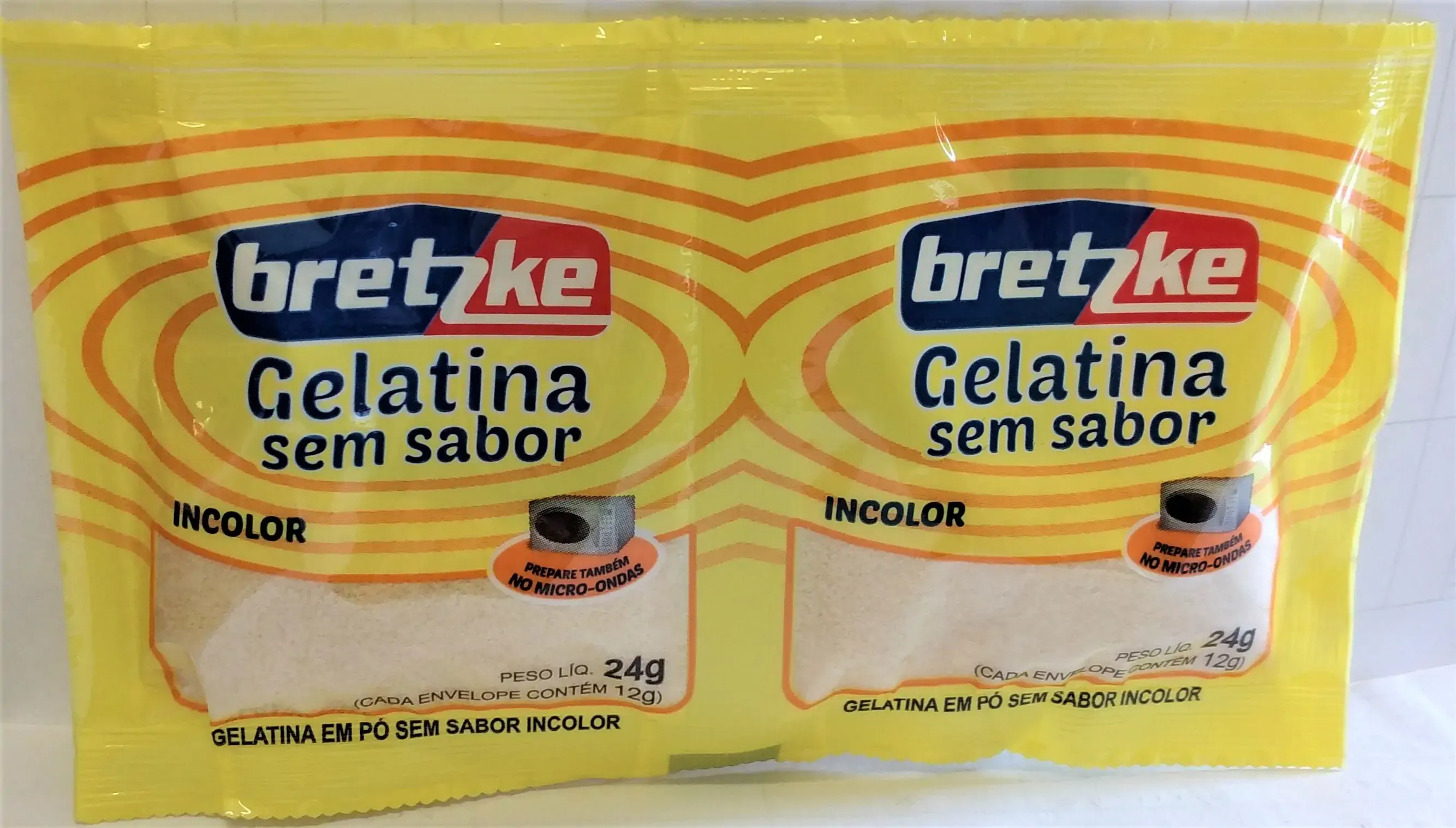 Gelatina Pó Sem Sabor Bretzke Pacote 24g 2 Unidades