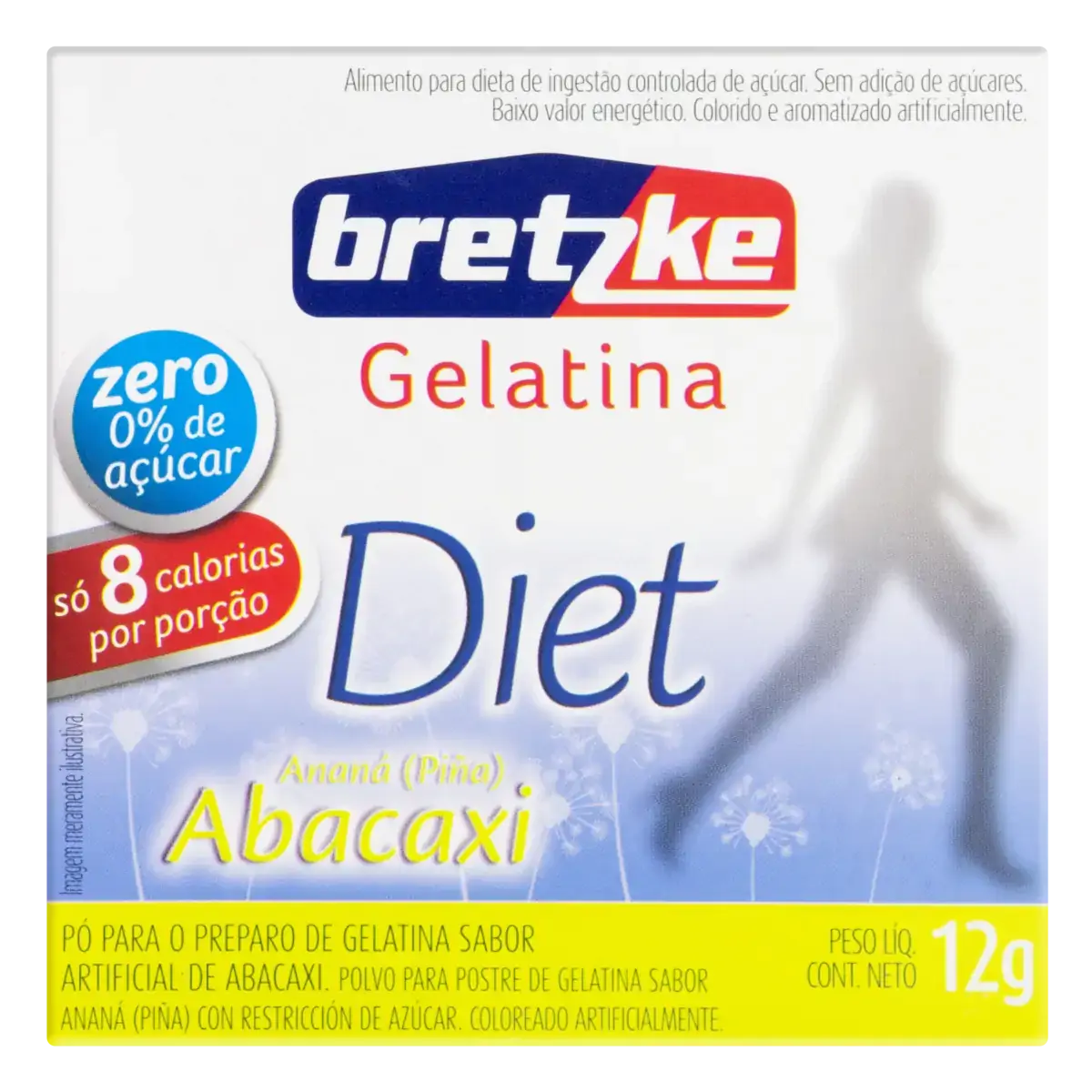 Gelatina Pó Abacaxi Diet Zero Açúcar Bretzke Caixa 12g
