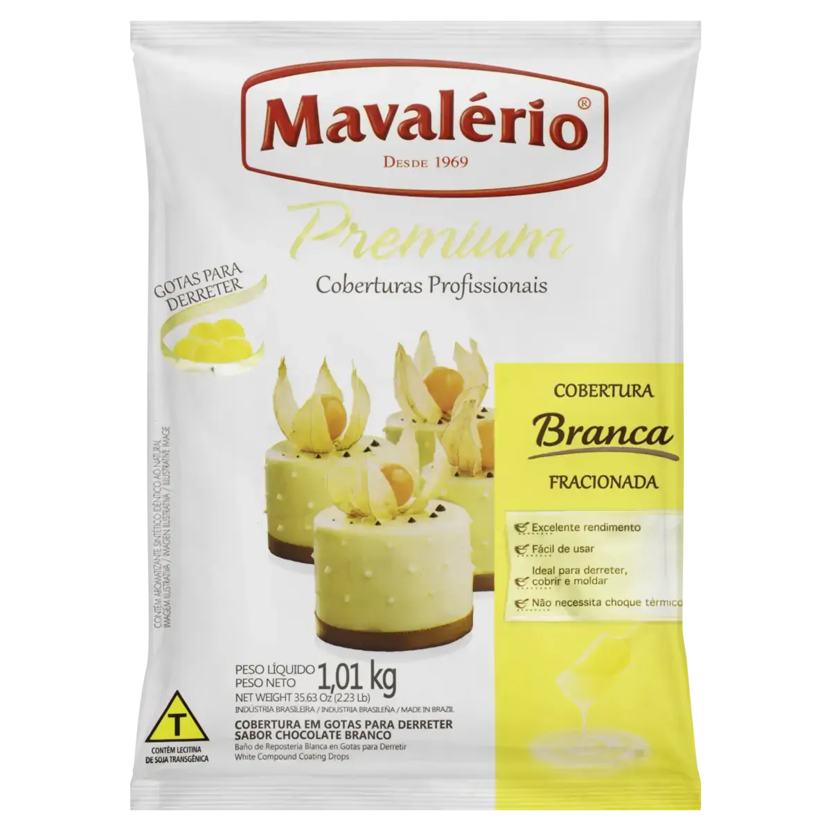 Cobertura Em Gotas Branca Mavalério Premium Pacote 1,01kg