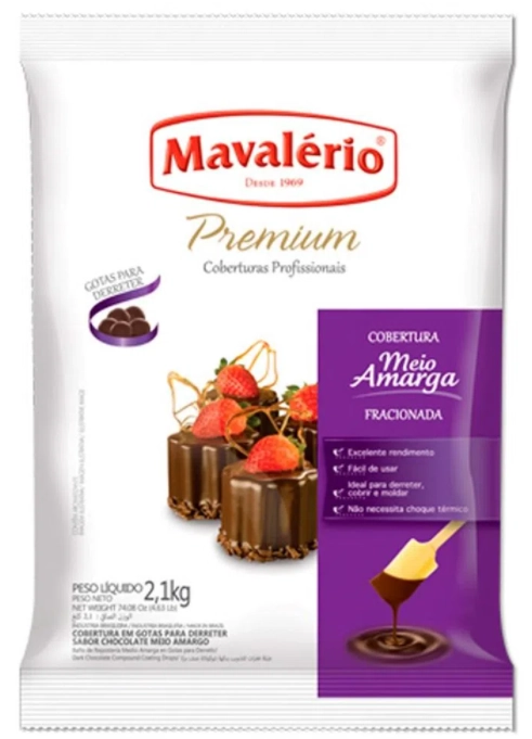 Gotas Chocolate Mavaleiro 2,1kg Meio Amargo