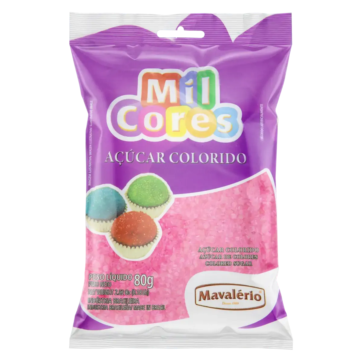 Açúcar Colorido Rosa Mil Cores Pacote 80g