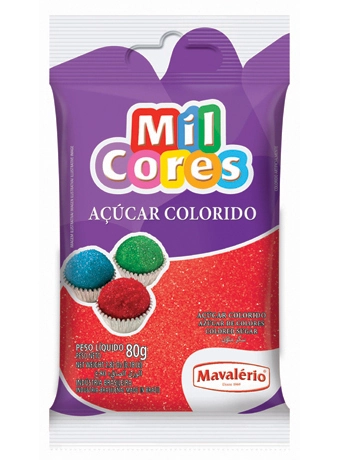 Açúcar Colorido Vermelho Mil Cores Pacote 80g