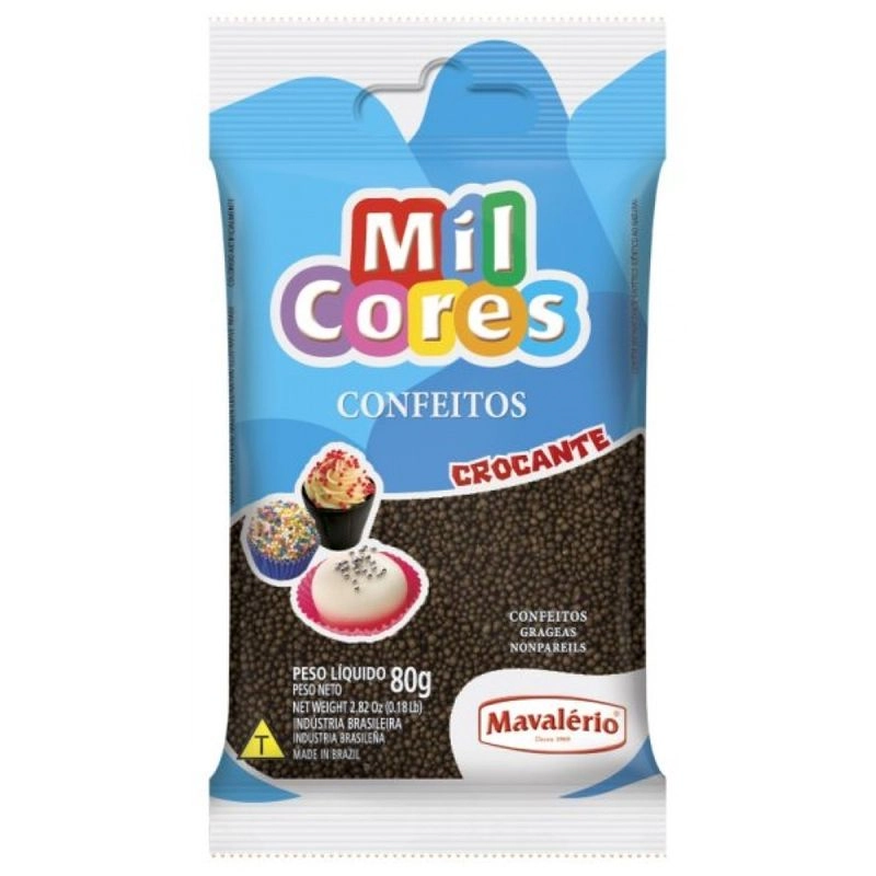 Confeito Miçanga Chocolate Mil Cores Pacote 80g