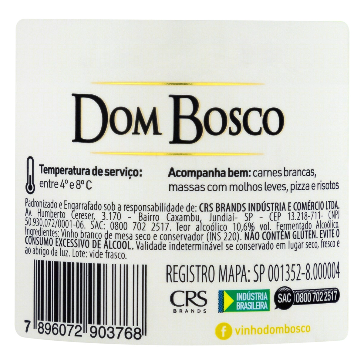 VINHO DOM BOSCO BRANCO SECO 750ML