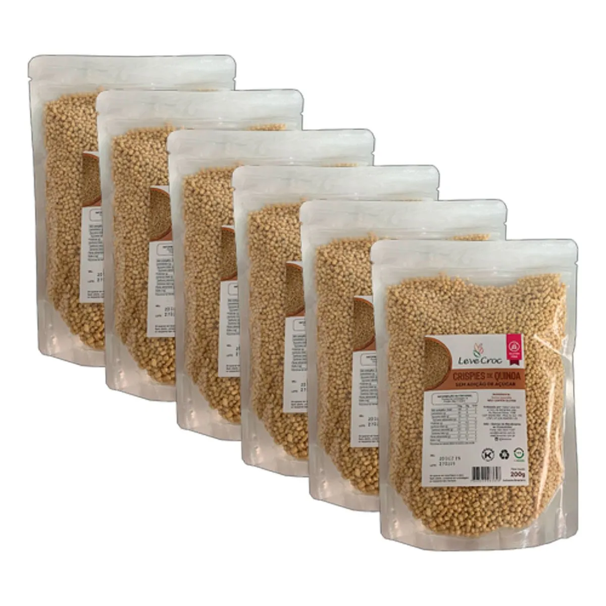 Kit 6X: Crispies de Quinoa Natural Sem Glúten Leve Croc 250g