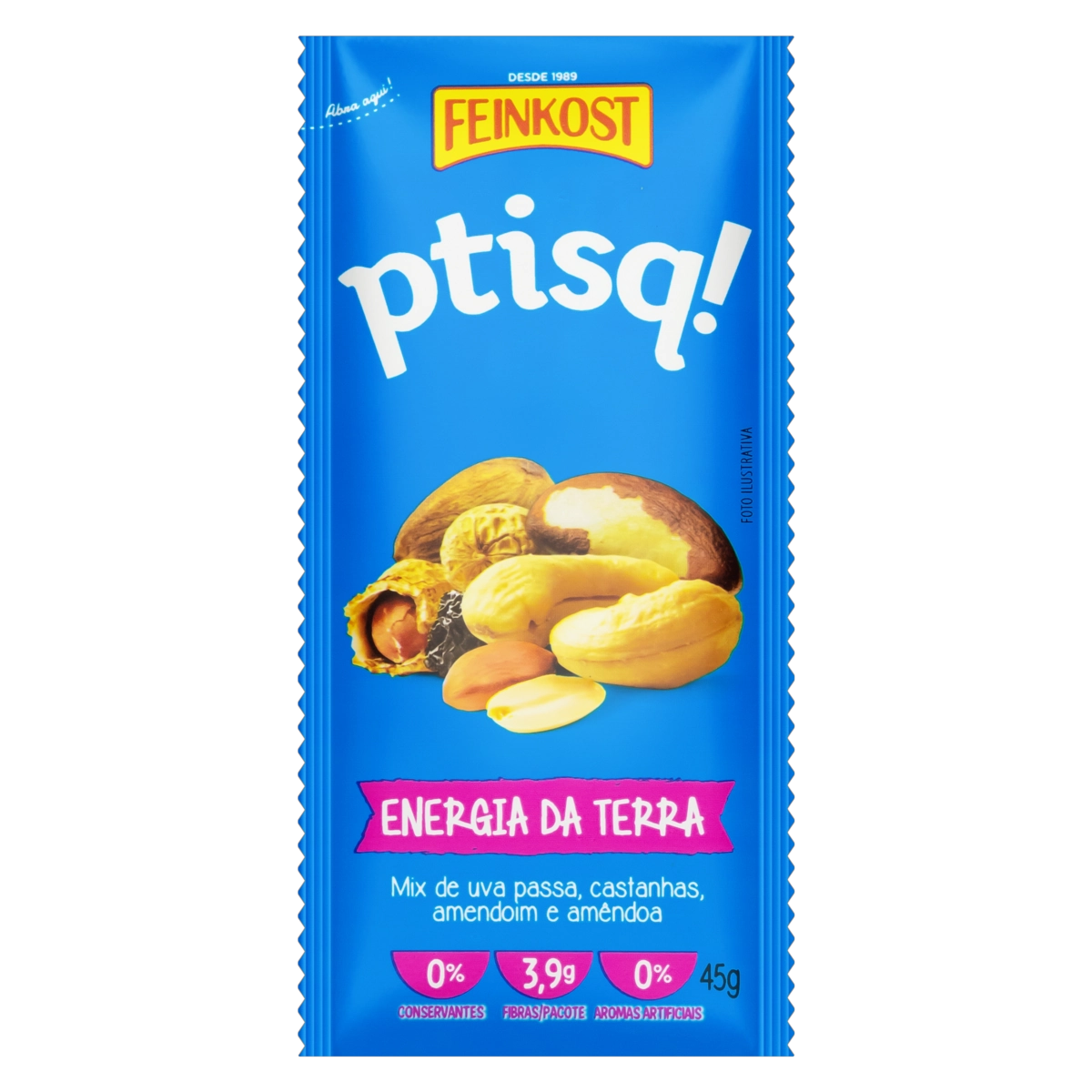 Mix De Frutas E Castanhas Energia Da Terra Feinkost Ptisq Pacote 45g
