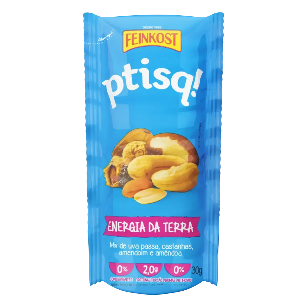 Mix de Frutas e Castanhas Energia da Terra Feinkost Ptisq! Pacote 30g