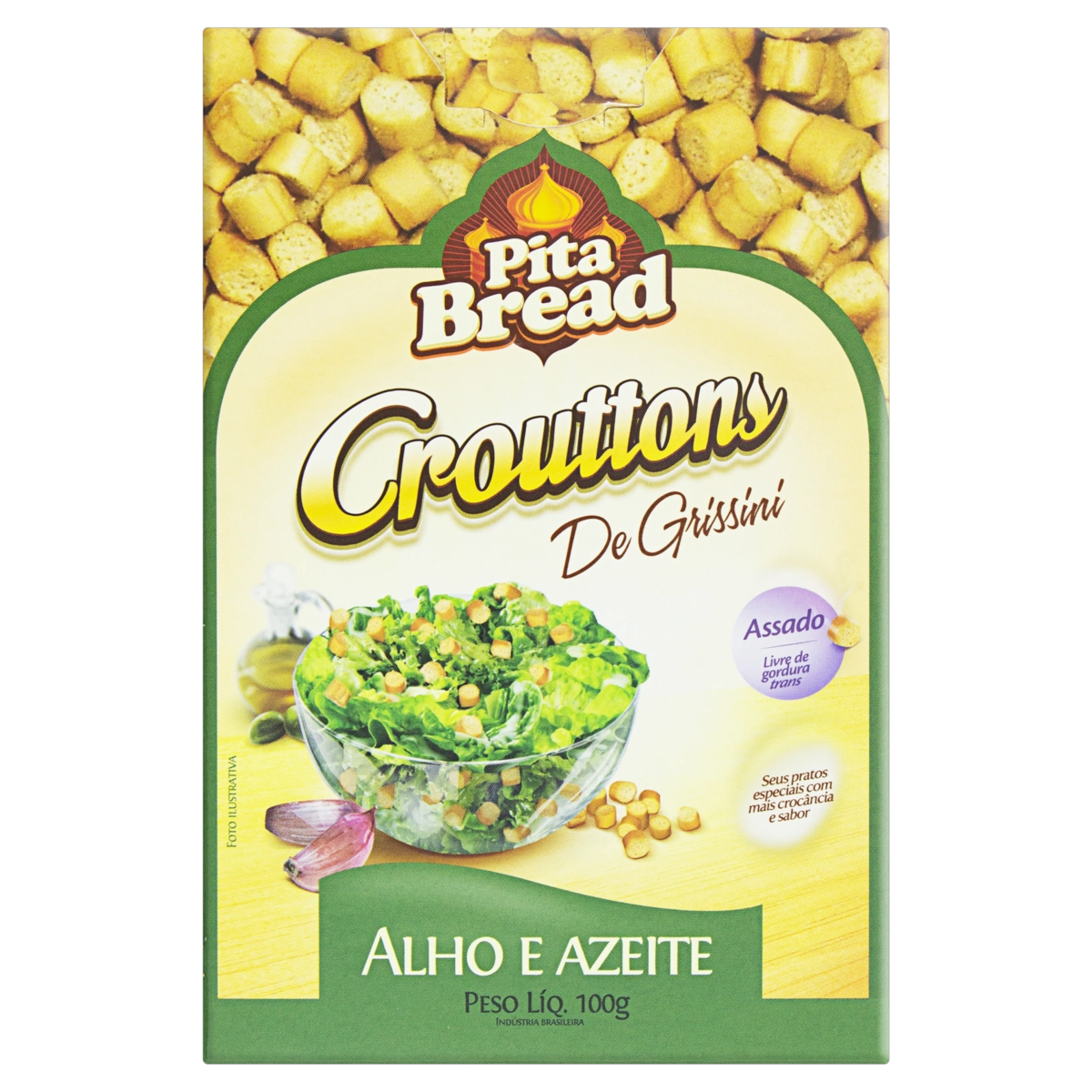 Crouttons De Grissini Alho E Azeite Pita Bread Caixa 100g