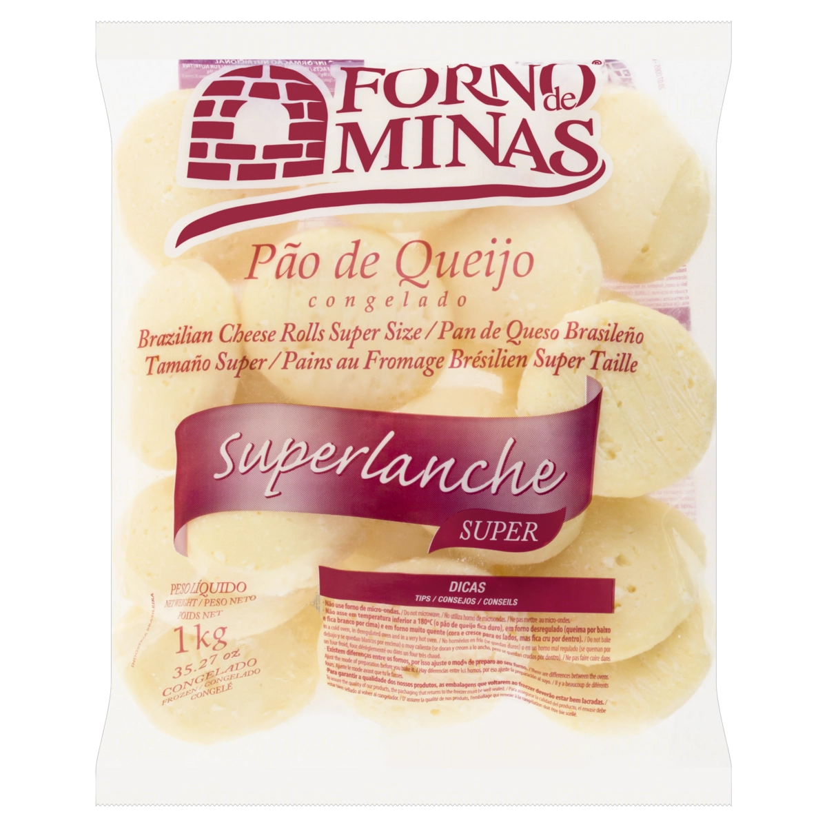 Pão De Queijo Congelado Super Lanche Forno De Minas Pacote 1kg