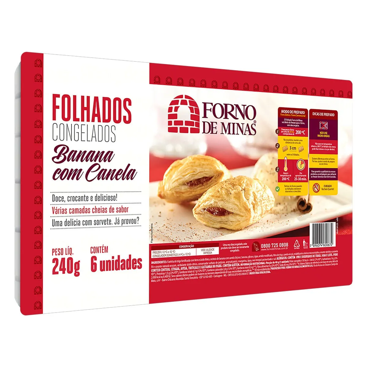 Folhado Congelado Banana com Canela Forno de Minas 240 g