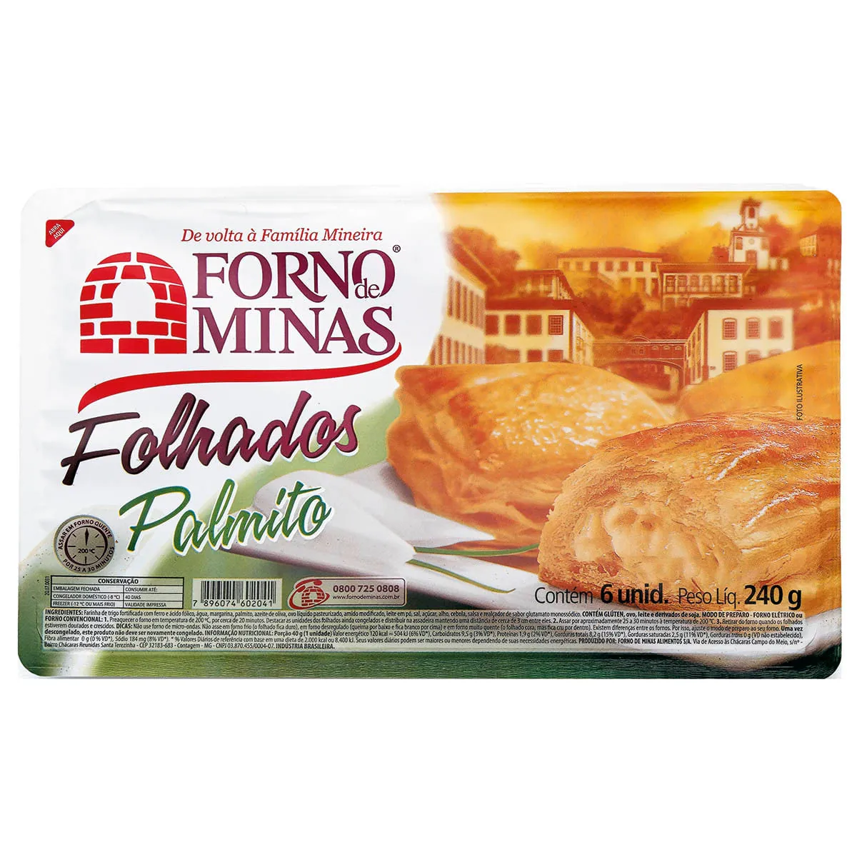 Folhado de Palmito Forno de Minas 6 Unidades 240g