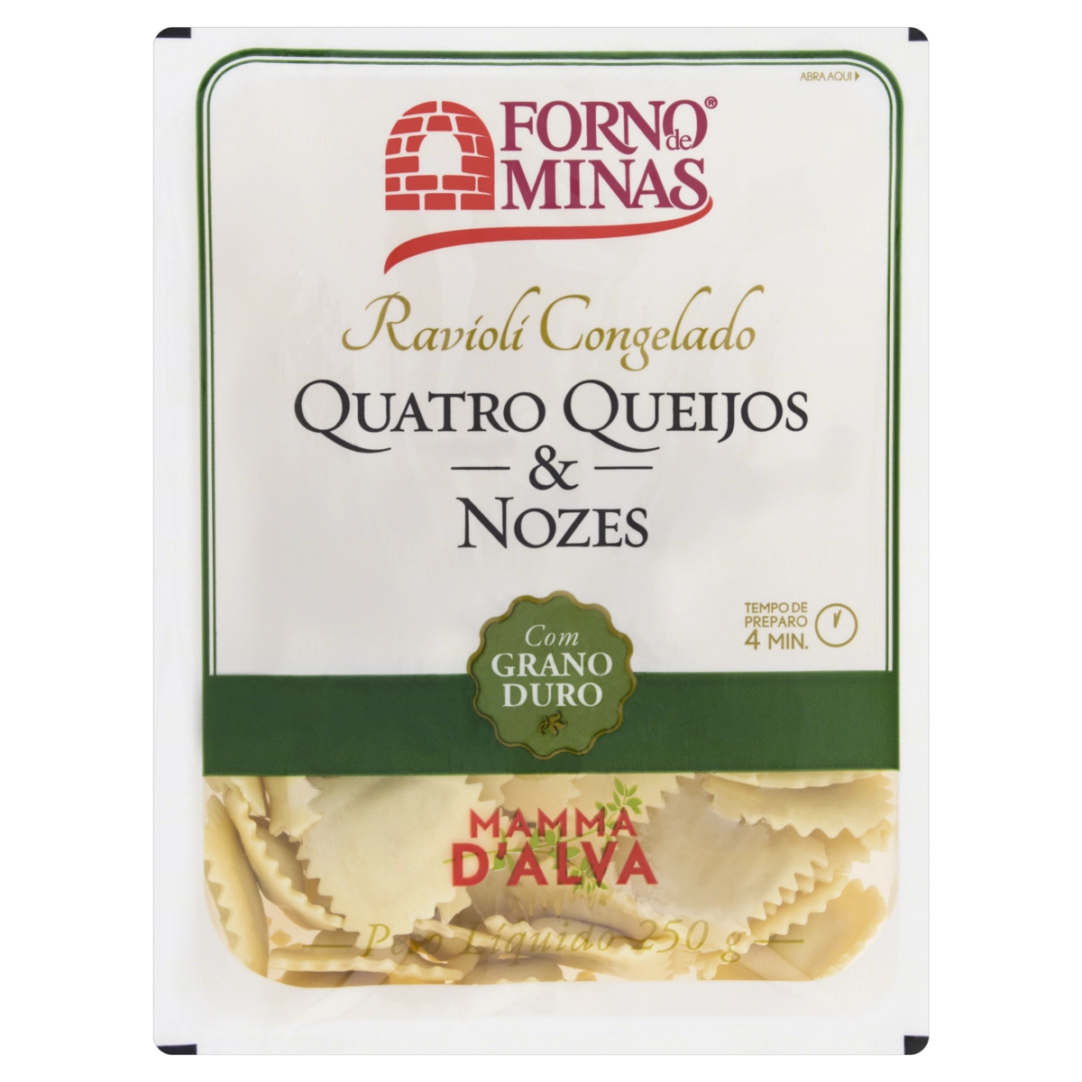 Ravióli Quatro Queijos E Nozes Forno De Minas 250g