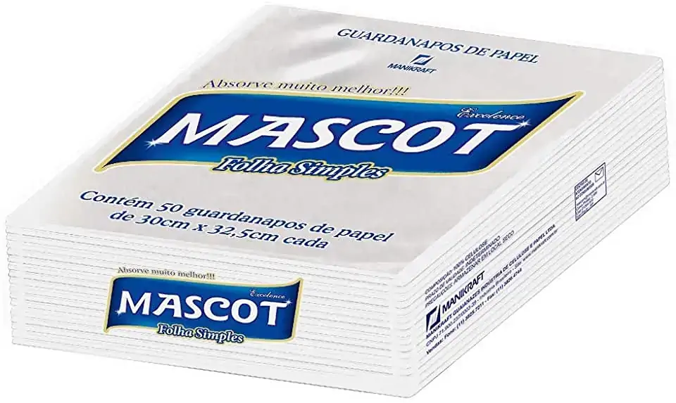 Guardanapo De Papel Folha Simples Mascot Excelence 30cm X 32,5cm Pacote 50 Unidades