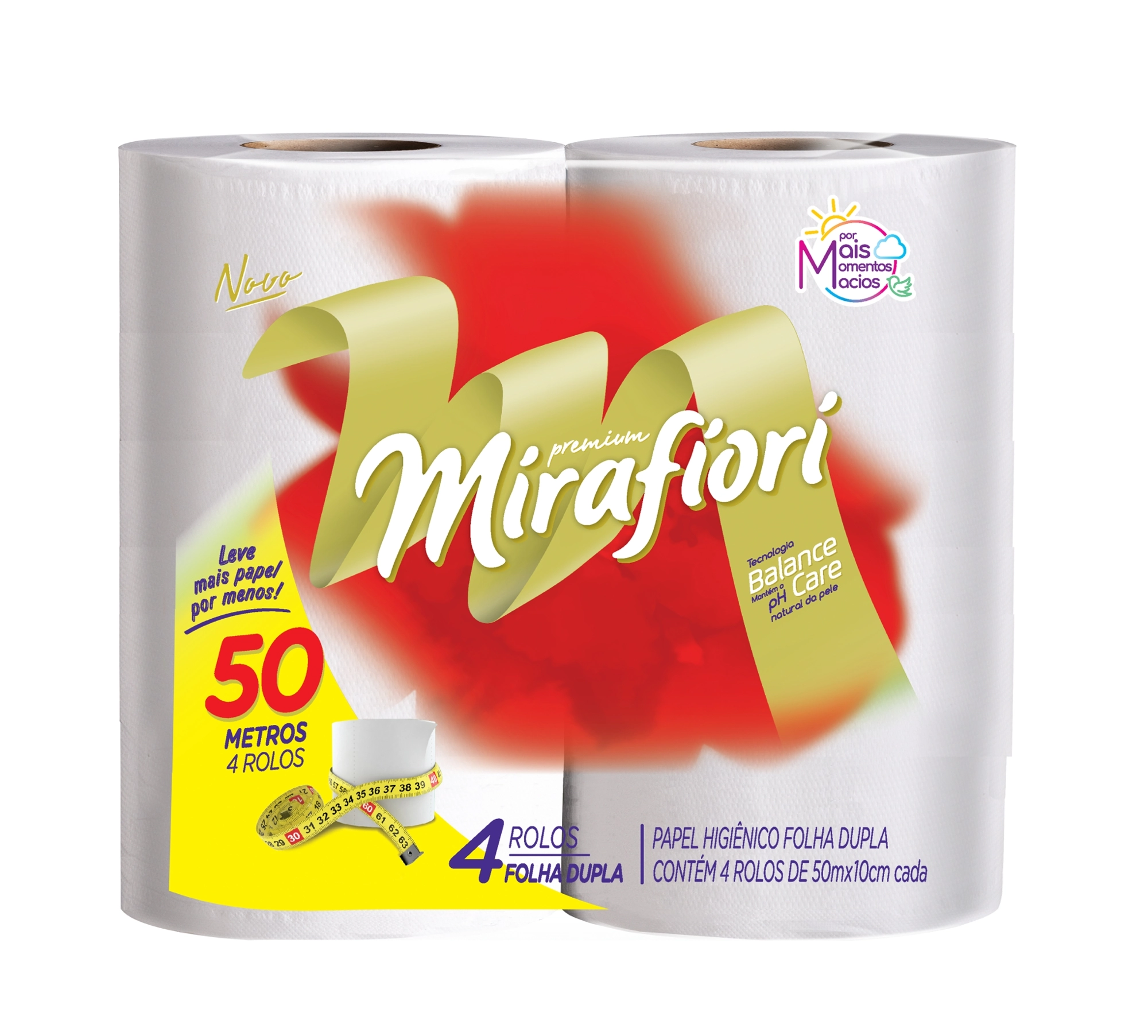 Papel Higiênico Folha Dupla Mirafiori Premium 50m Pacote 4 Unidades