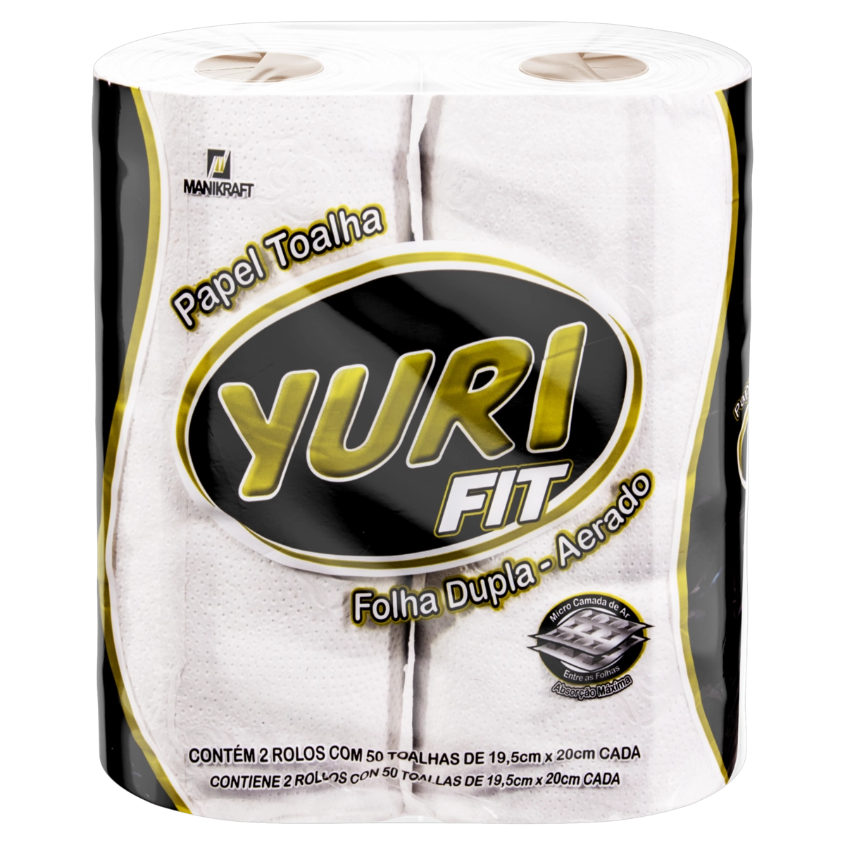 Toalha De Papel Folha Dupla Aerada Yuri Fit Pacote 2 Unidades