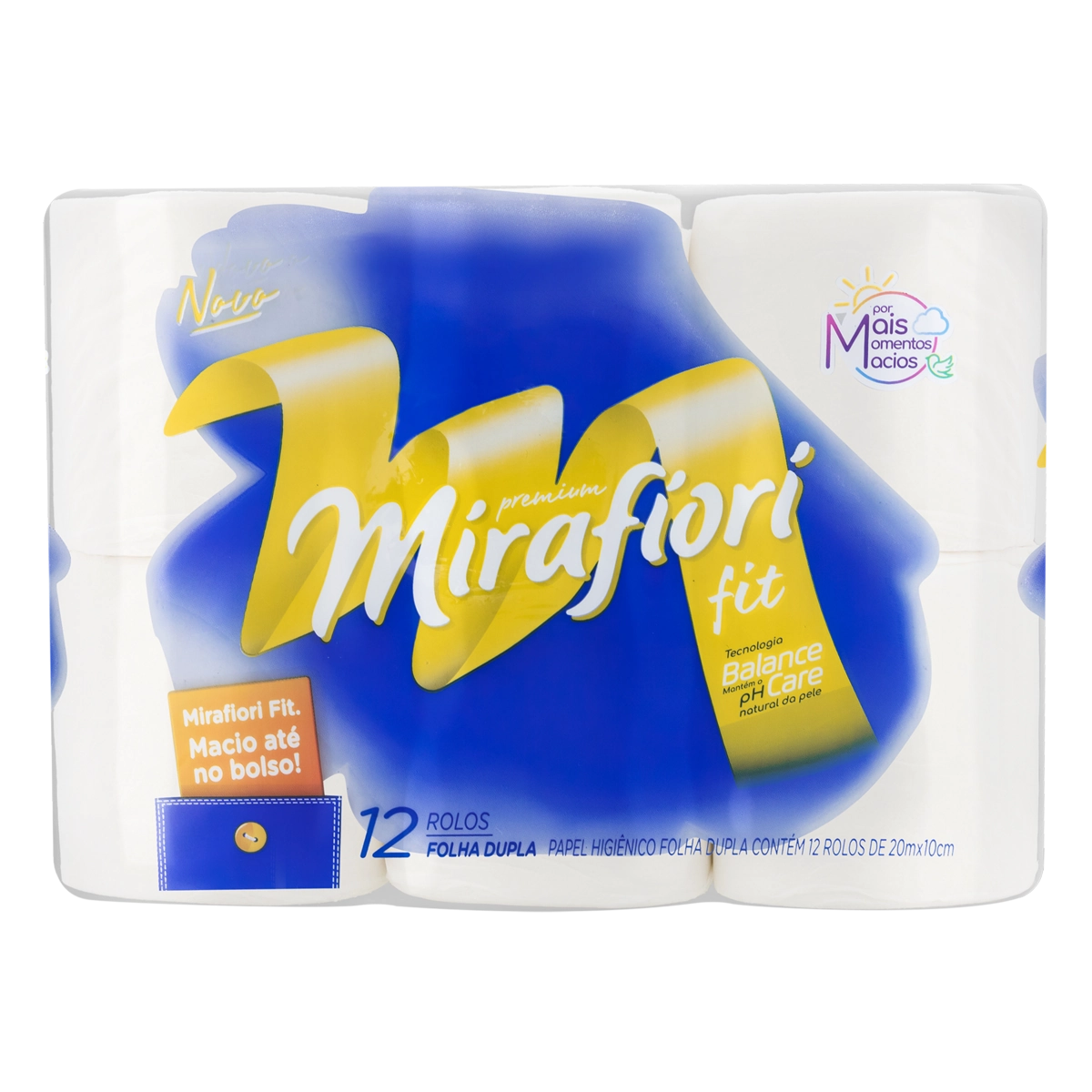Papel Higiênico Folha Dupla Mirafiori Premium Fit 20m Pacote 12 Unidades
