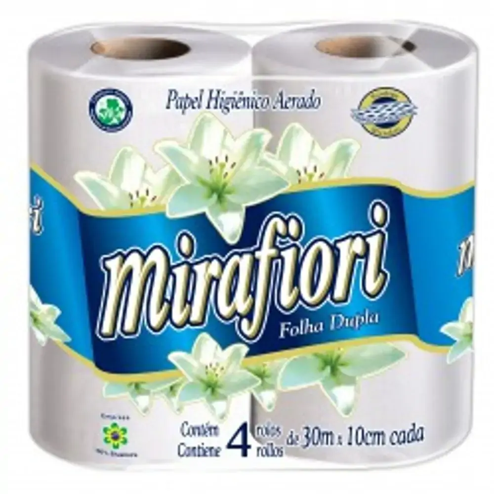 Papel Higiênico Folha Dupla Mirafiori Premium 30m Pacote 4 Unidades