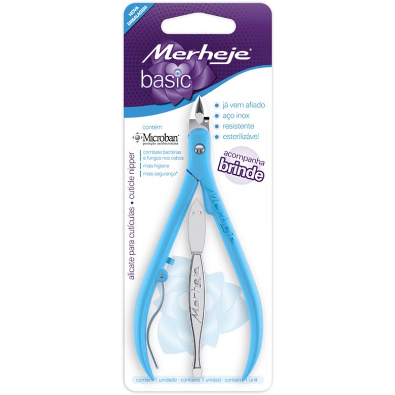 ALICATE DE CUTÍCULA MERHEJE BASIC AZUL