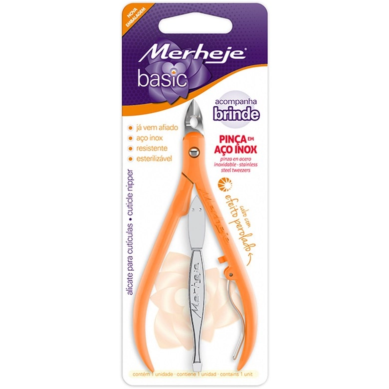 Alicate De Cutícula Merheje Basic Laranja Perolado Unit