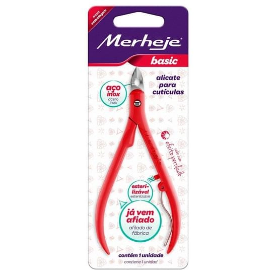 Alicate De Cutícula Merheje Basic Vermelho Perolado Unit