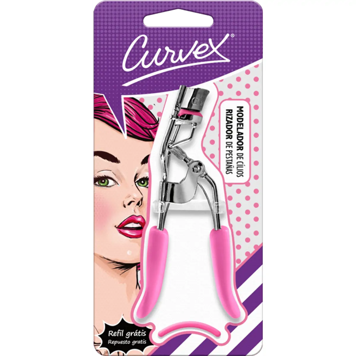 Modelador Cílios Aço Pink Curvex Grátis Refil