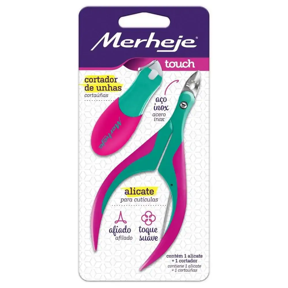 Conj Touch Alicate Cort Verde/rosa