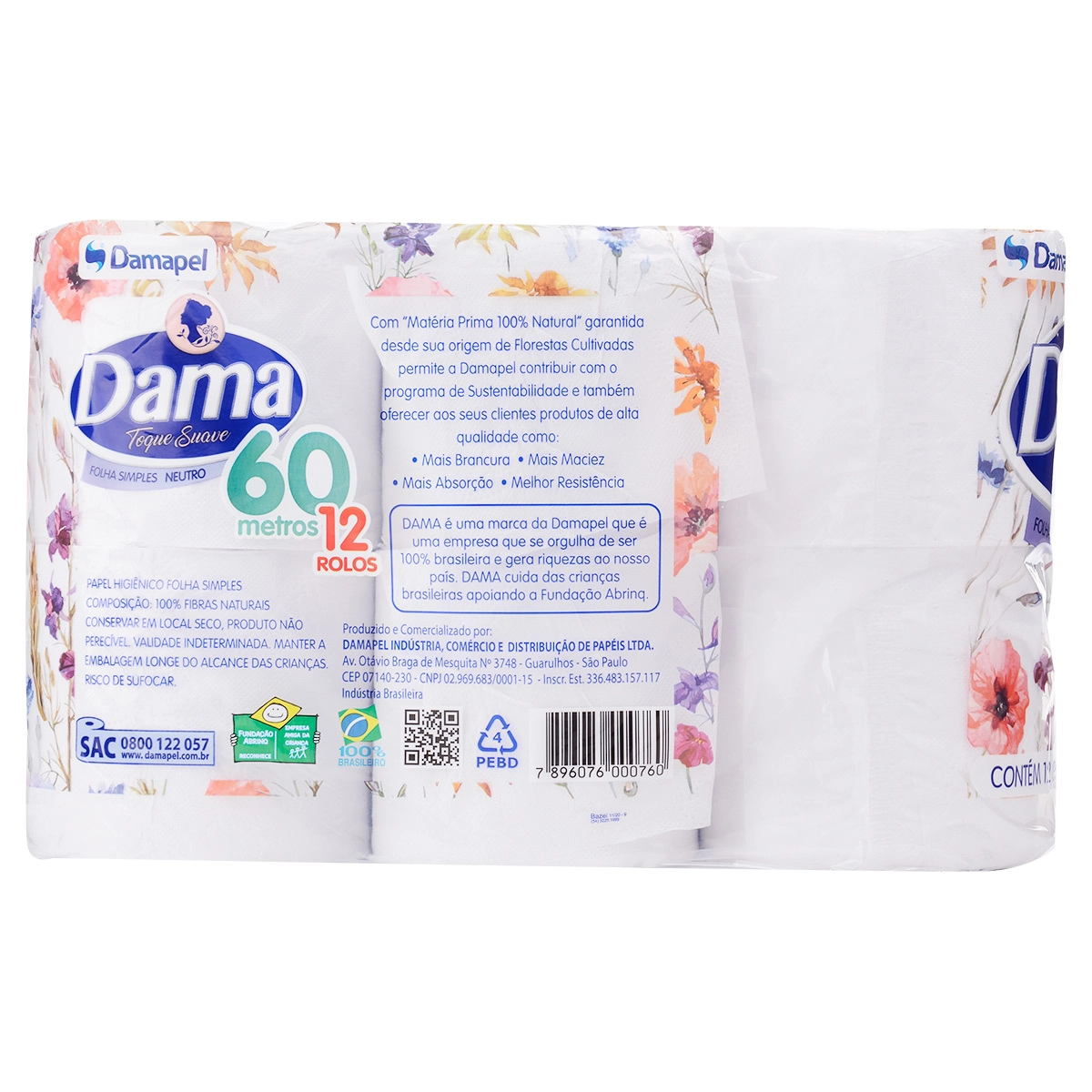 Papel Higiênico Dama 60m C/12 Neutro