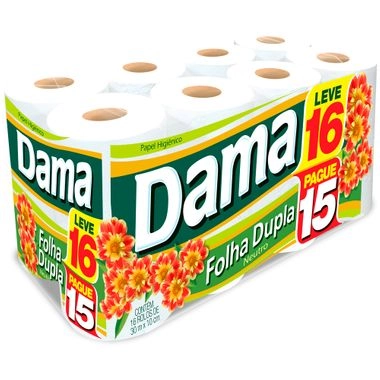 Papel Higiênico Dama Neutro Lv16pg15 Rolos Folha Dupla
