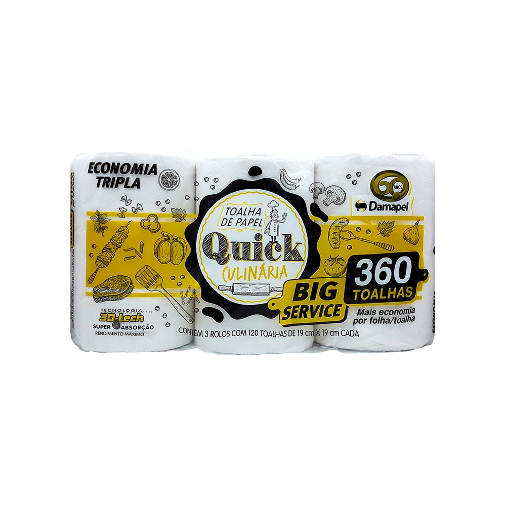Papel Toalha Quick 3un 360fls