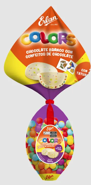 Ovo Pascoa Choc Branco Colors 160g Erlan