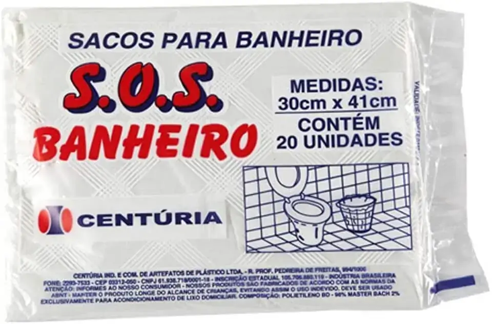 Saco De Lixo Centúria Branco S.o.s. Banheiro Com 20 Unidades