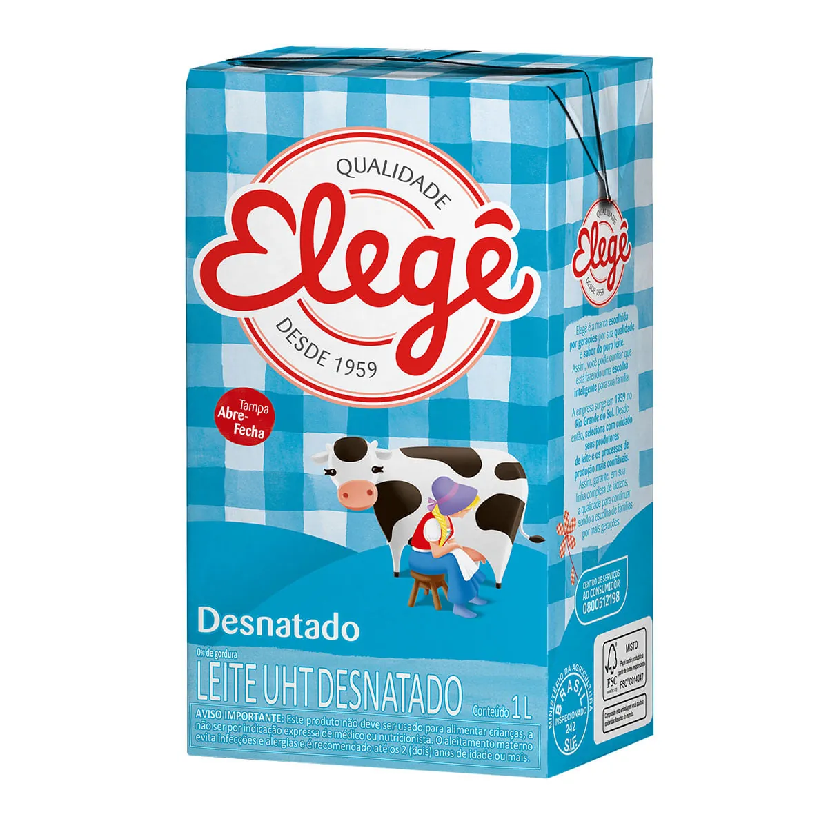 Leite Uht Desnatado Elegê Caixa 1l