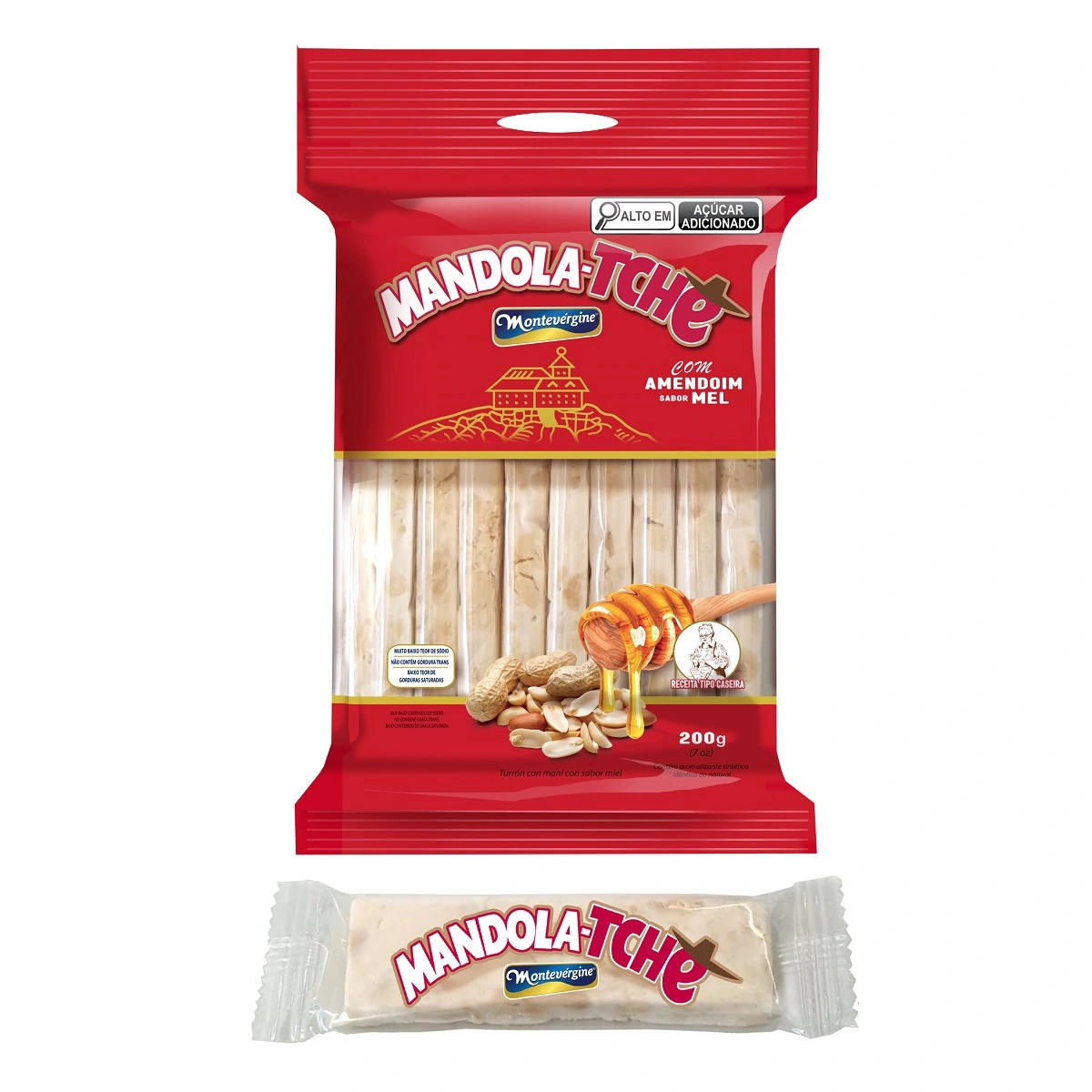 Torrone Com Amendoim Sabor Mel Mandolatche 200g