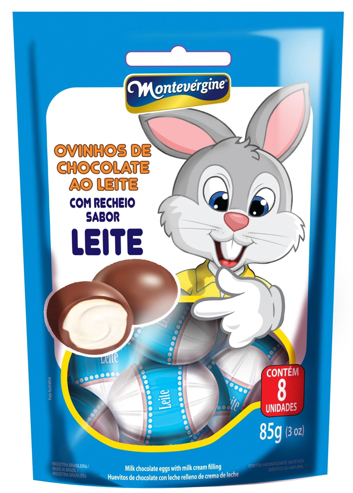 Ovinhos De Chocolate Com Recheio De Leite Montevérgine Sachê 85g