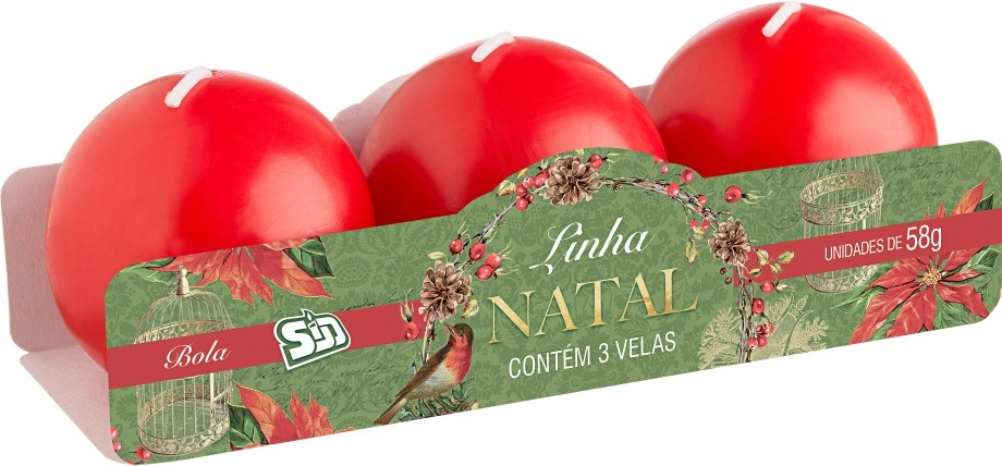 Vela Dec Sao Domingos 56g C/3 Vermelha