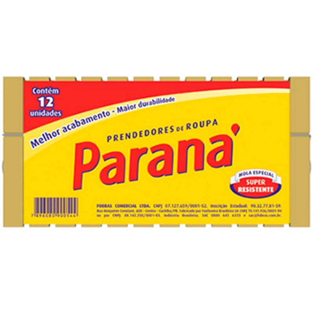 Prendedor Roupa Madeira Parana 12unidade
