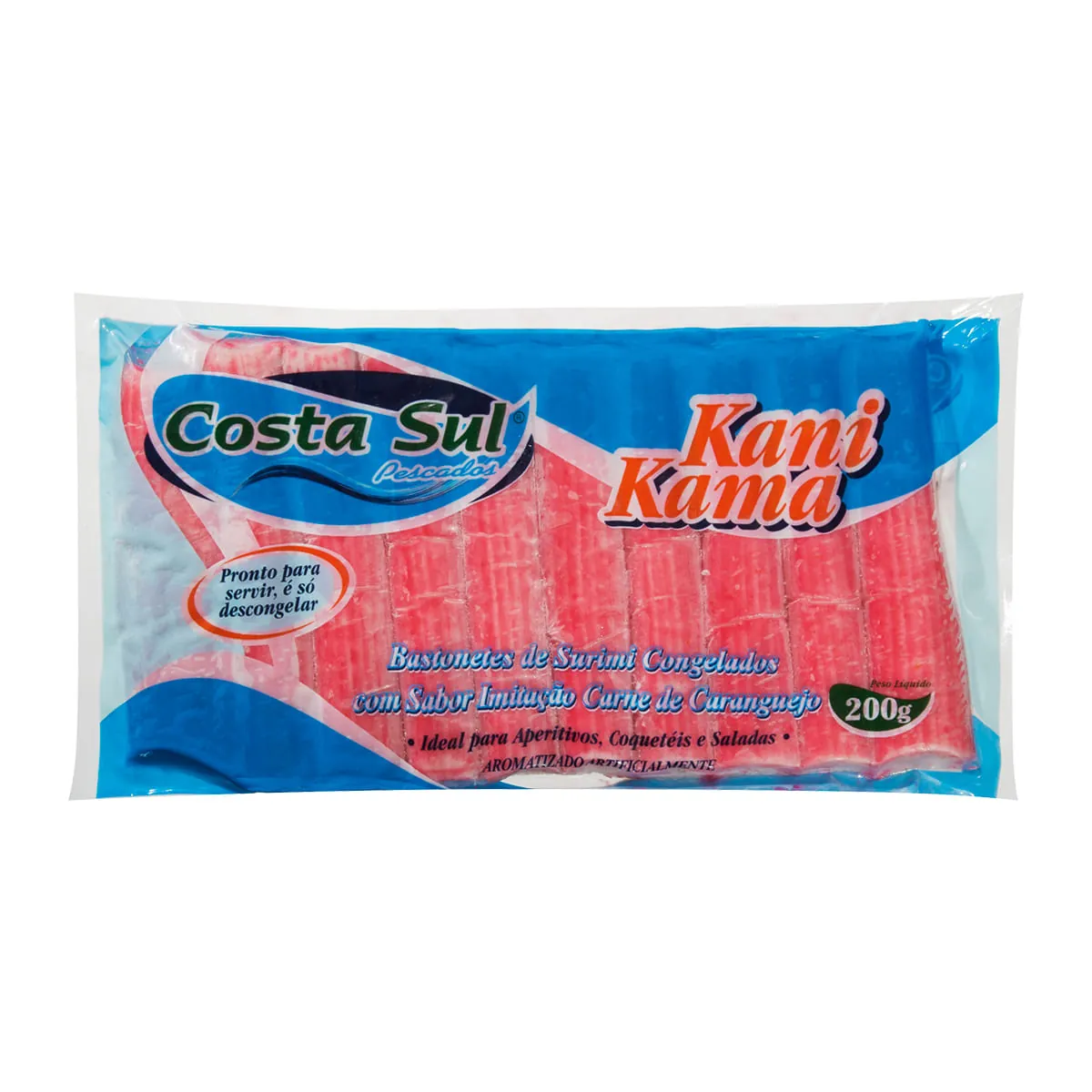 Kani Kama De Surimi Carne De Caranguejo Congelado Costa Sul Pescados Pacote 200g