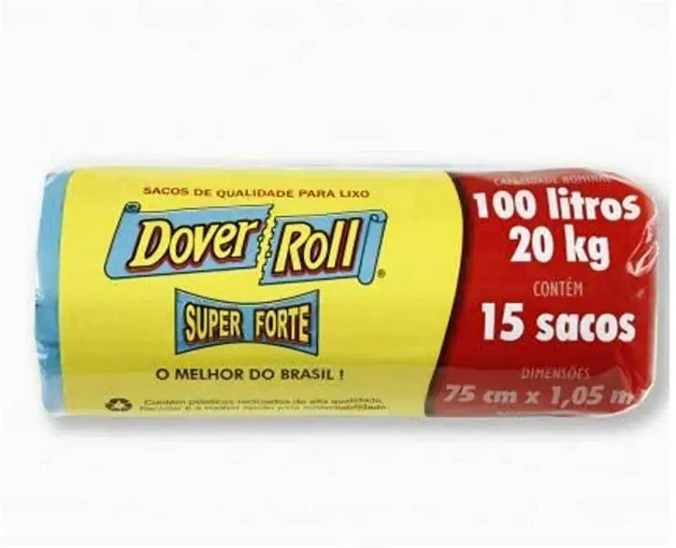 Saco Para Lixo 100l Dover Roll Super Forte 15 Unidades