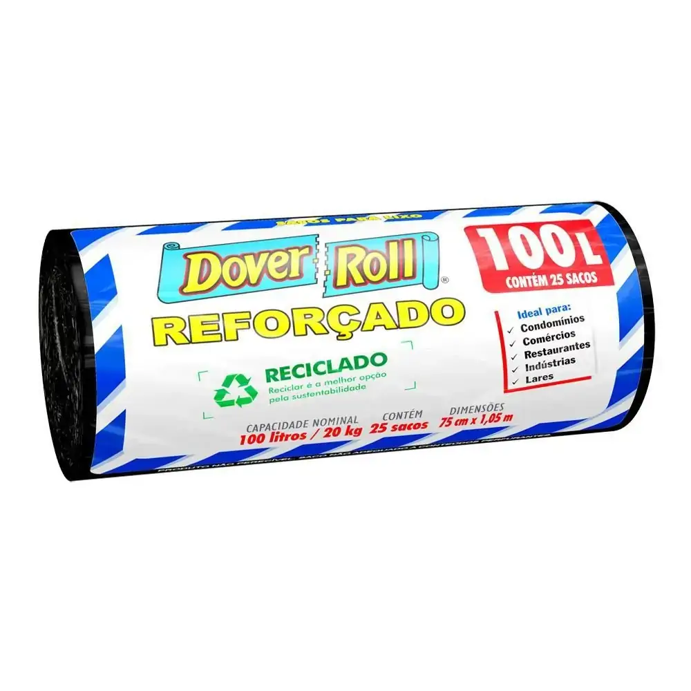 Saco Para Lixo Reforçado 100l Dover Roll 25 Unidades